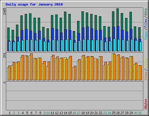 Daily usage for January 2010
