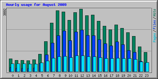 Hourly usage for August 2009