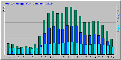 Hourly usage for January 2010